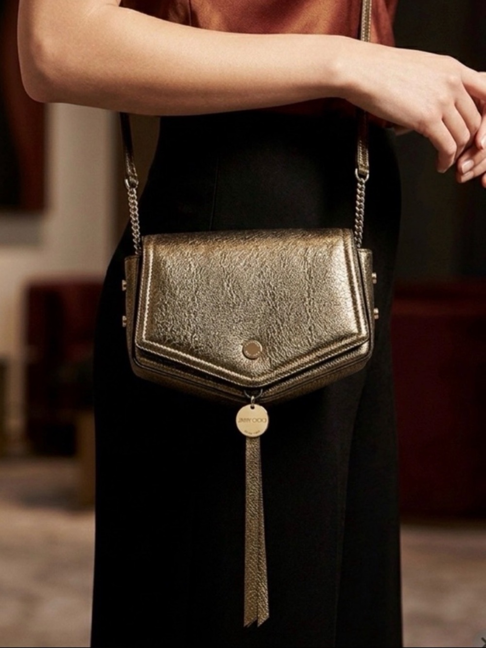 🆕 Jimmy Choo Italy Leather Crossbody Bag